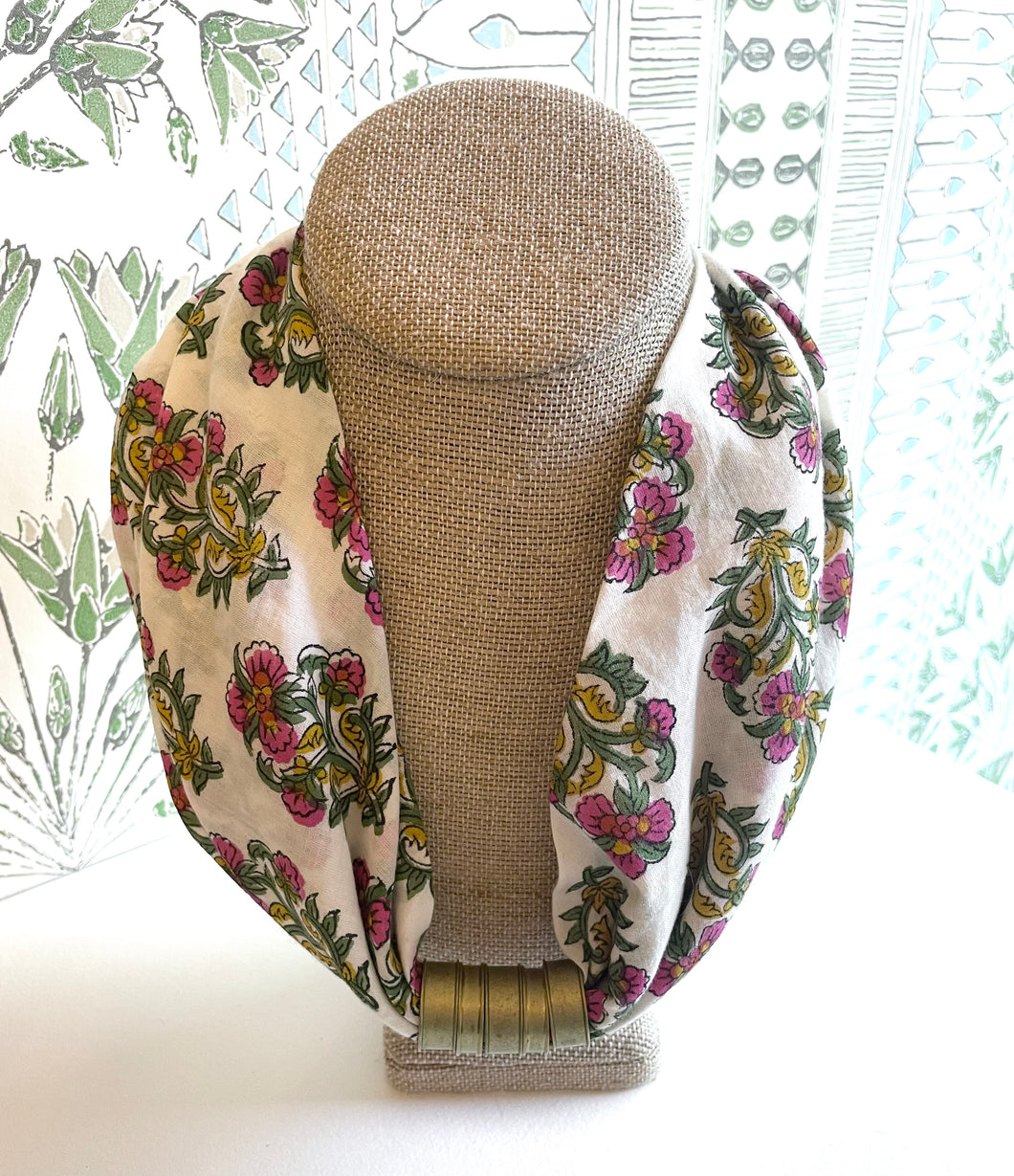 Ranunculus block print necklace