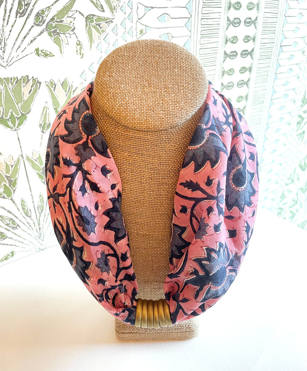 Thistle block print necklace