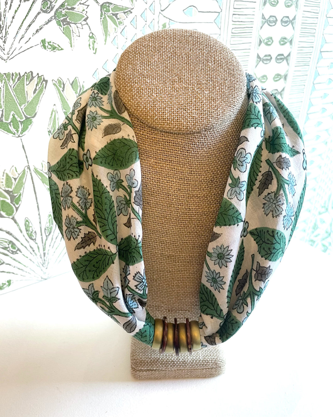 Periwinkle Block print necklace