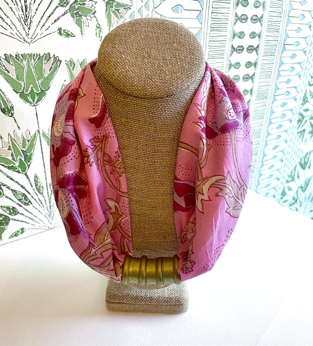 Peony block print necklace